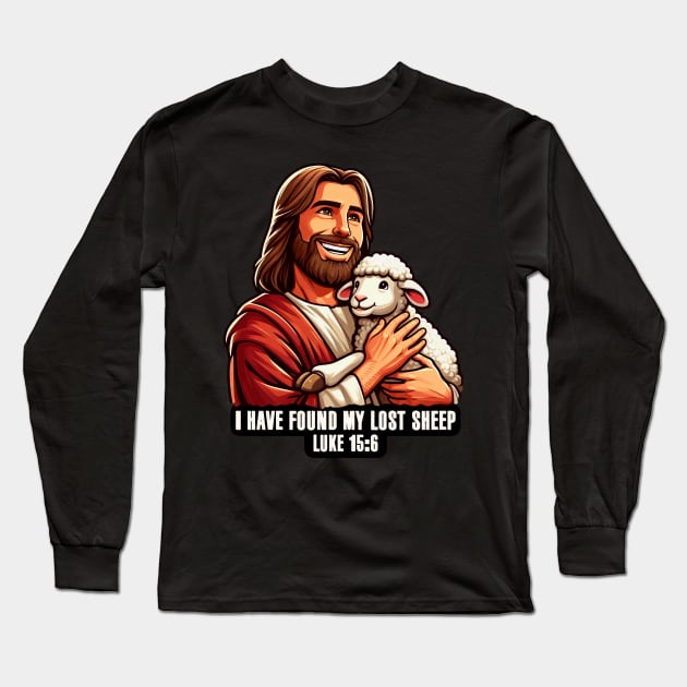 Luke 15:6 I Have Found My Lost Sheep Long Sleeve T-Shirt by Plushism